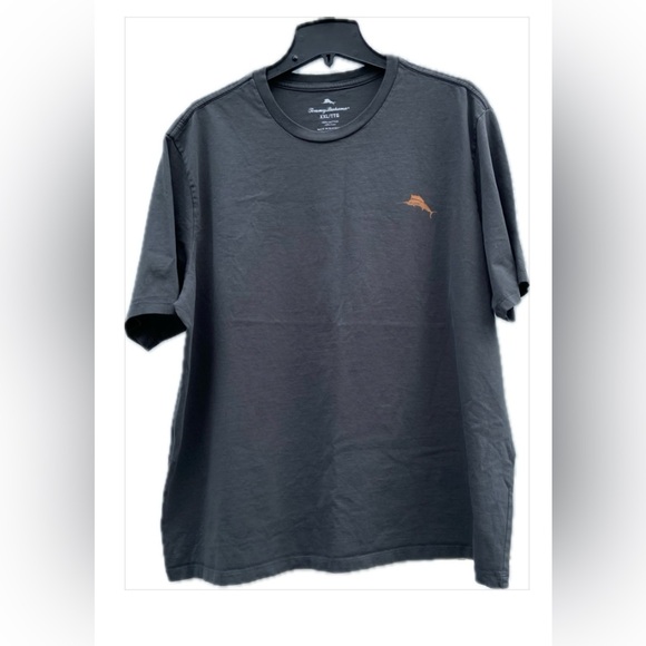 Tommy Bahama Charcoal Tee with Orange Logo - Picture 1 of 8